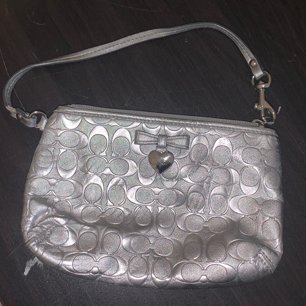 Vintage Coach wristlet silver lightly used